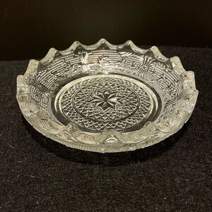 Vintage EAPG Clear Glass Trinket Dish Scalloped Edge Bowl, Ashtray